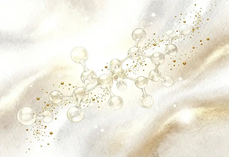 Représentation visuelle de la composition moléculaire de l'huile de coco montrant ses acides gras et vitamines